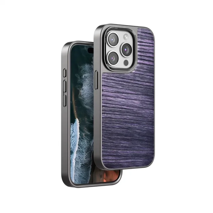 BUĞZ Venco İphone 15 Pro Max Wave Kapak - Derin Mor