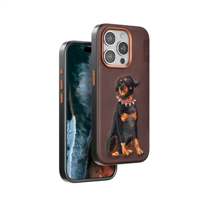 BUĞZ Venco  İphone 15 Pro Perma Desenli Kapak - Koyu Kahve