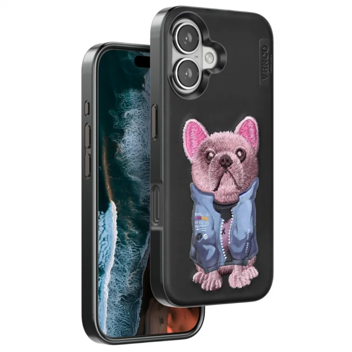 BUĞZ Venco  İphone 16 Cute Desenli Kapak - Siyah