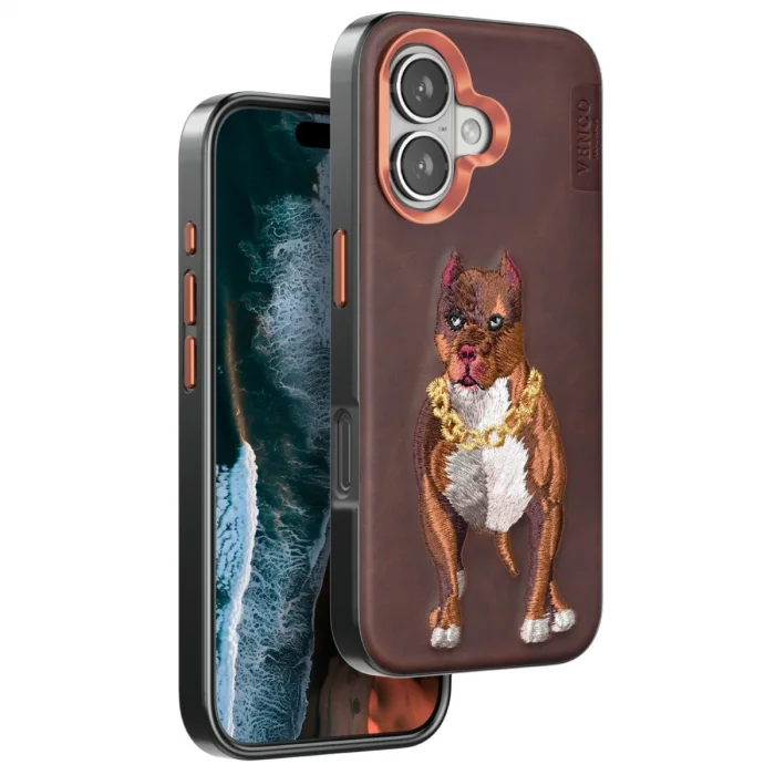 BUĞZ Venco  İphone 16 Perma Desenli Kapak - Kahverengi