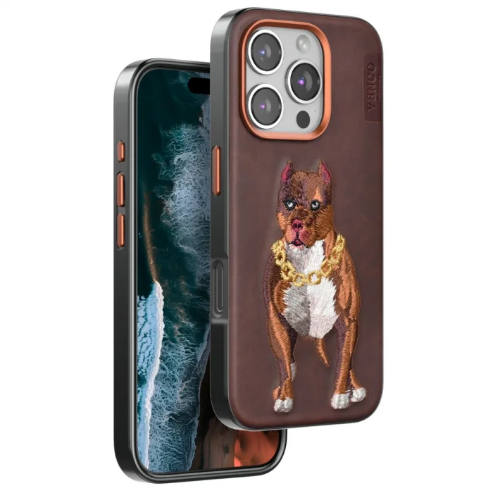 BUĞZ Venco  İphone 16 Pro Perma Desenli Kapak - Kahverengi