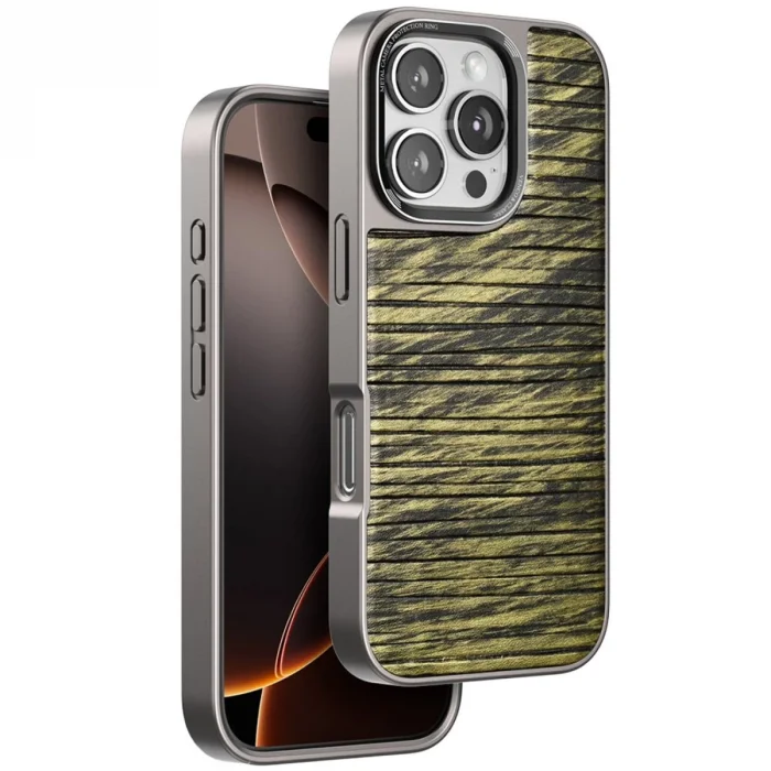 BUĞZ Venco İphone 16 Pro Wave Kapak - Koyu Kahve