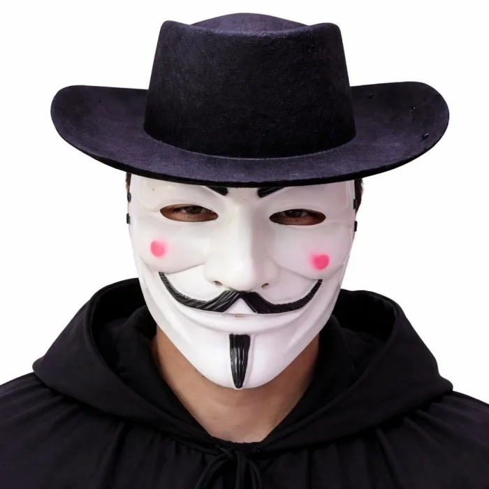 BUĞZ Vendetta Maske ve Şapka Seti – Anonim Stil Parti Maskesi