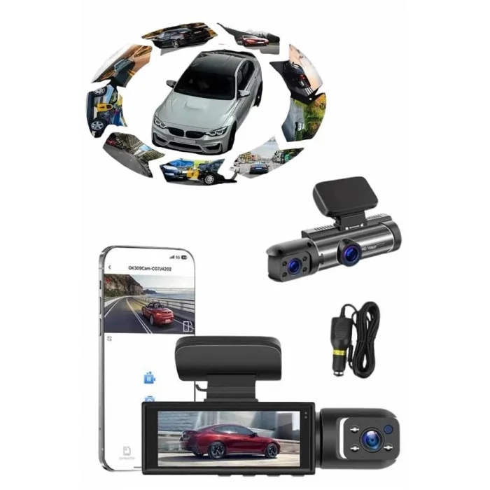  Video ve Fotoğraf Kaydedici Sürüş Kamerası Ön ve Arka Çift Kameralı