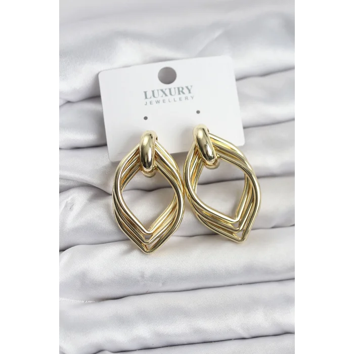 BUĞZ Vintage Gold Renk Pirinç Kadın Küpe - Lisinya