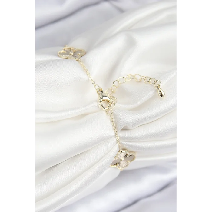 BUĞZ VIP Pirinç Yonca Model Gold Renk Kadın Bileklik