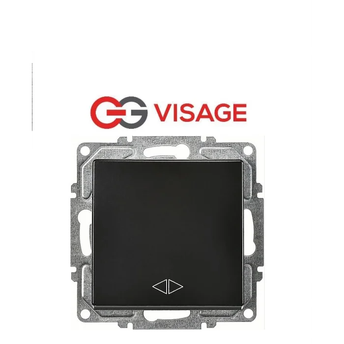  Visaage Ambiance Metalik Siyah Komütatör Anahtar Çerçevesiz - Priz ve Anahtar İçin Uyumlu Çerçeve