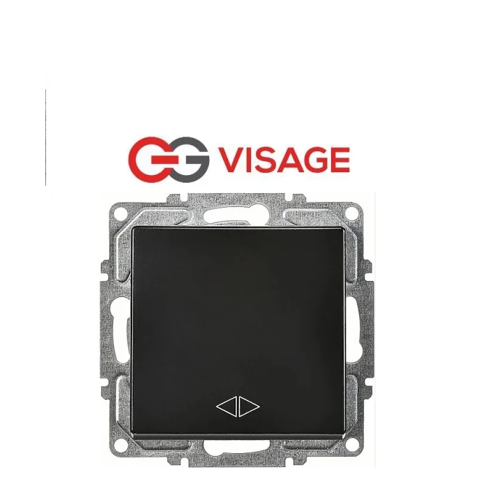  Visaage Ambiance Metalik Siyah Komütatör Anahtar Çerçevesiz - Priz ve Anahtar İçin Uyumlu Çerçeve