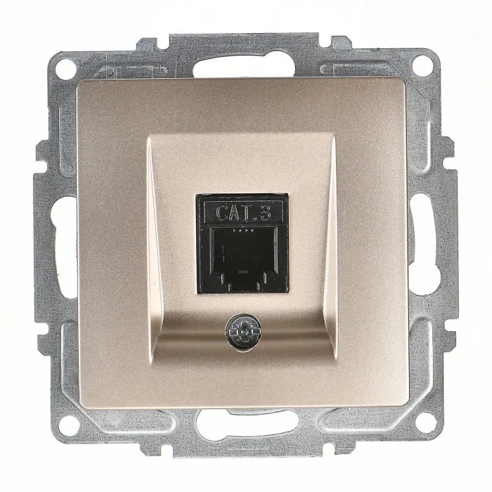  Visage Ambiance Metalik Bej Nüm Tel Prizi Cat3 Çerçevesiz - Priz ve Anahtar İçin Uyumlu Çerçeve