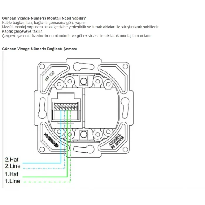  Visage Beyaz Telefon Prizi (CAT3) Çerçevesiz - Priz ve Anahtar İçin Uyumlu Çerçeve