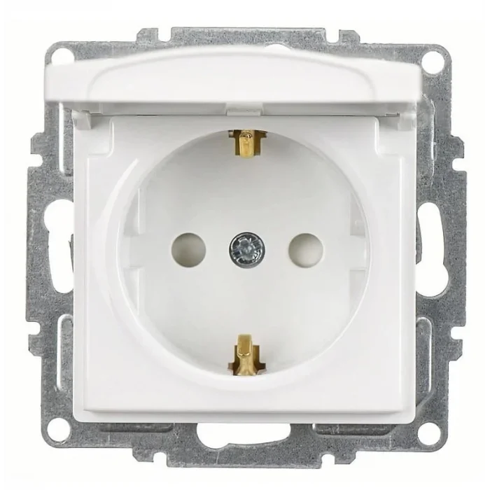  Visage Beyaz Topraklı Kapaklı Priz Çocuk Korumalı Çerçevesiz - Priz ve Anahtar İçin Uyumlu Çerçeve