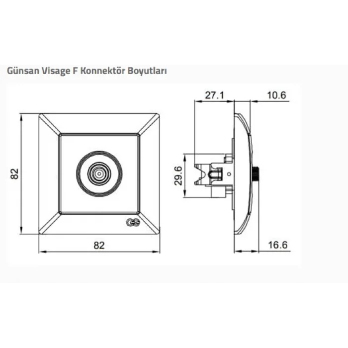 Visage Beyaz TV Priz Sonlu F Konnektörlü Çerçevesiz - Priz ve Anahtar İçin Uyumlu Çerçeve