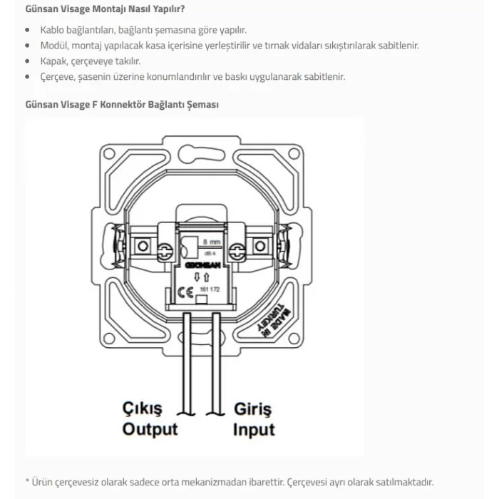  Visage Beyaz TV Priz Sonlu F Konnektörlü Çerçevesiz - Priz ve Anahtar İçin Uyumlu Çerçeve