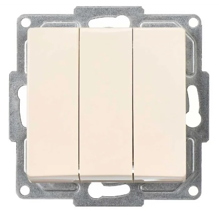  Visage Krem Üçlü Anahtar Çerçevesiz - Priz ve Anahtar İçin Uyumlu Çerçeve