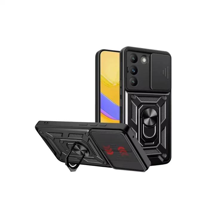 BUĞZ Vivo V30 Lite 4g Pars Lens Yüzüklü Silikon - Siyah