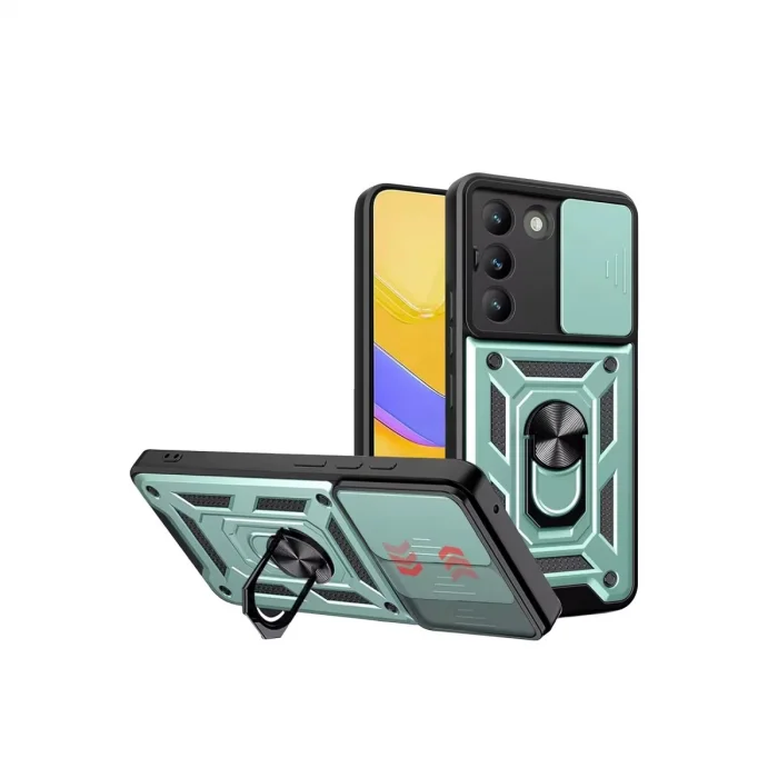 BUĞZ Vivo V30 Lite 4g Pars Lens Yüzüklü Silikon - Yeşil