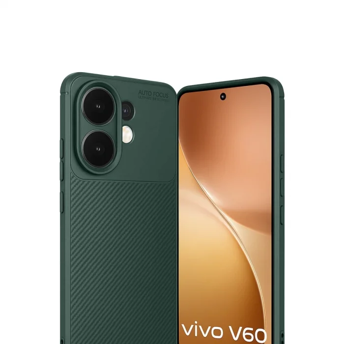 BUĞZ Vivo V60 5g Auto Focus Karbon Kapak - Koyu Yeşil