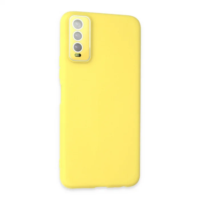 BUĞZ Vivo Y11s Kılıf Lansman Glass Kapak - Sarı