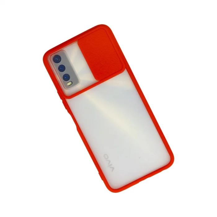 BUĞZ Vivo Y11s Kılıf Palm Buzlu Kamera Sürgülü Silikon - Kırmızı