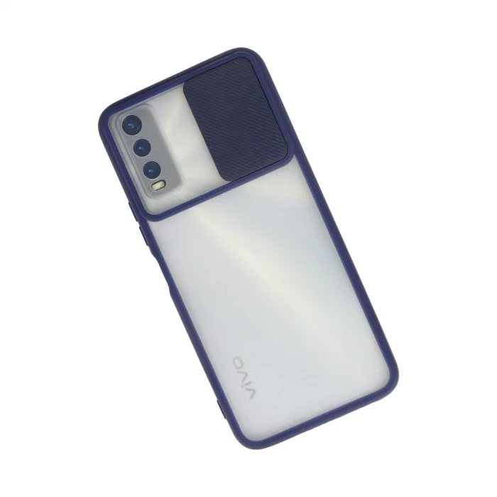 BUĞZ Vivo Y11s Kılıf Palm Buzlu Kamera Sürgülü Silikon - Lacivert