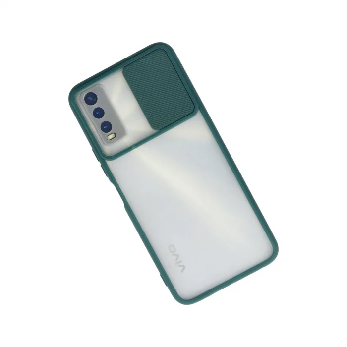 BUĞZ Vivo Y11s Kılıf Palm Buzlu Kamera Sürgülü Silikon - Yeşil