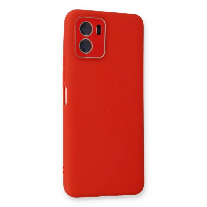 BUĞZ Vivo Y15s Kılıf Lansman Glass Kapak - Kırmızı