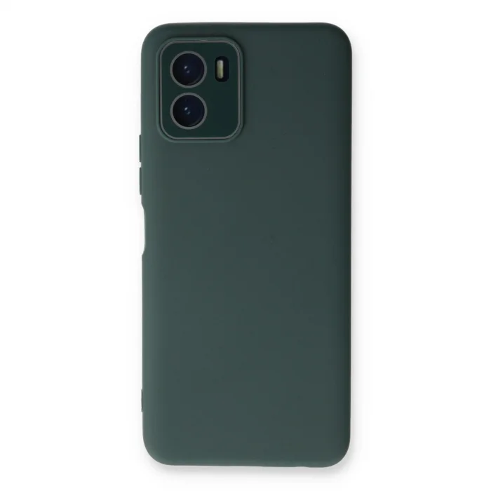 BUĞZ Vivo Y15s Kılıf Lansman Glass Kapak - Koyu Yeşil