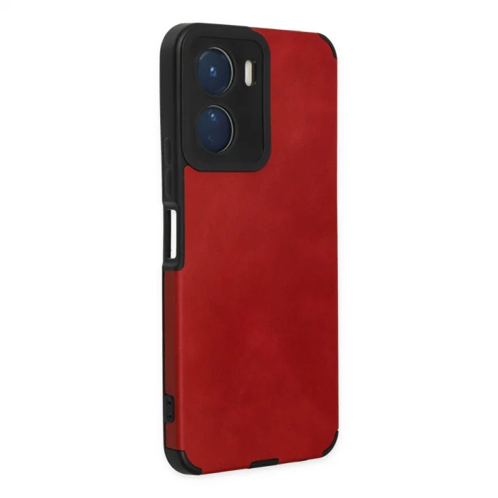 BUĞZ Vivo Y16 Kılıf Loop Deri Silikon - Kırmızı