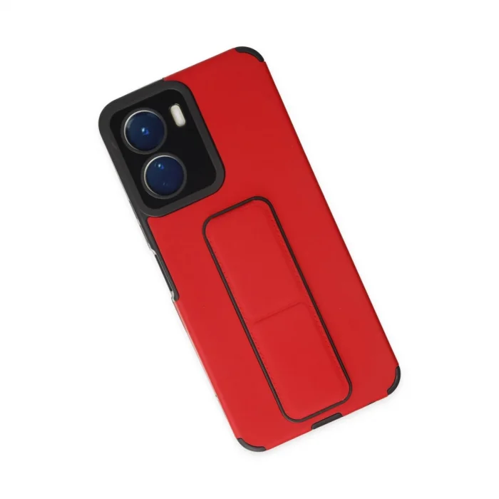 BUĞZ Vivo Y16 Kılıf Mega Standlı Silikon - Kırmızı