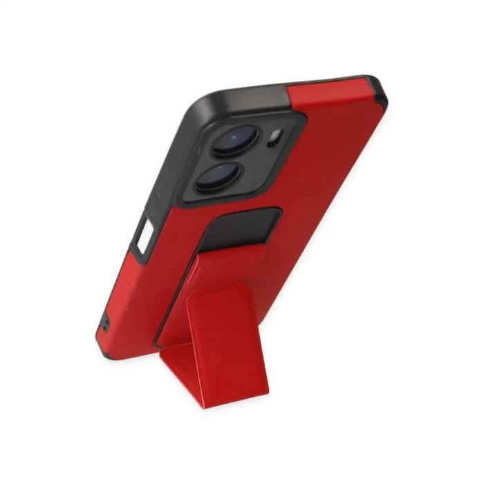 BUĞZ Vivo Y16 Kılıf Mega Standlı Silikon - Kırmızı