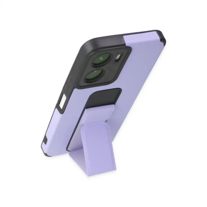 BUĞZ Vivo Y16 Kılıf Mega Standlı Silikon - Lila