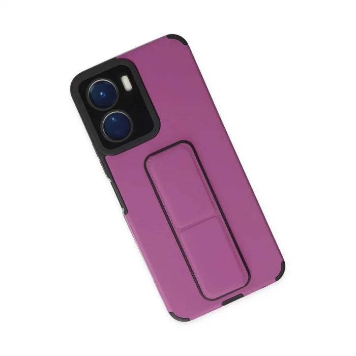 BUĞZ Vivo Y16 Kılıf Mega Standlı Silikon - Mor