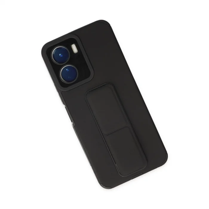 BUĞZ Vivo Y16 Kılıf Mega Standlı Silikon - Siyah