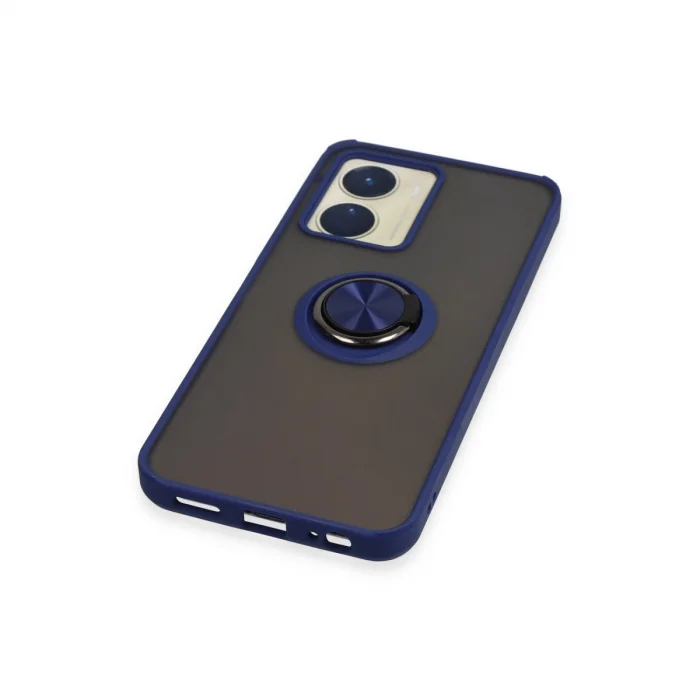 BUĞZ Vivo Y16 Kılıf Montreal Yüzüklü Silikon Kapak - Lacivert