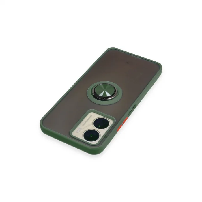 BUĞZ Vivo Y16 Kılıf Montreal Yüzüklü Silikon Kapak - Yeşil