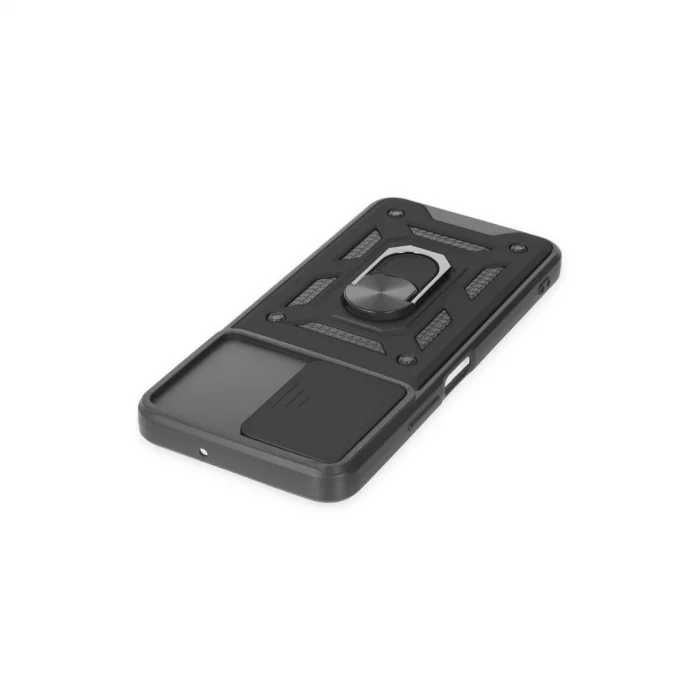 BUĞZ Vivo Y16 Kılıf Pars Lens Yüzüklü Silikon - Siyah