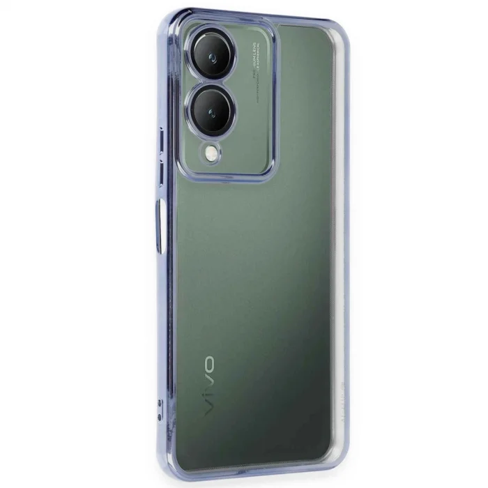 BUĞZ Vivo Y17s Kılıf Razer Lensli Silikon - Açık Mavi