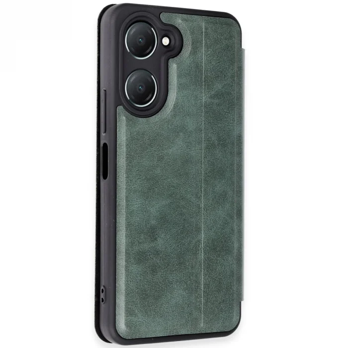 BUĞZ Vivo Y18 Kılıf Flip Cover - Koyu Yeşil