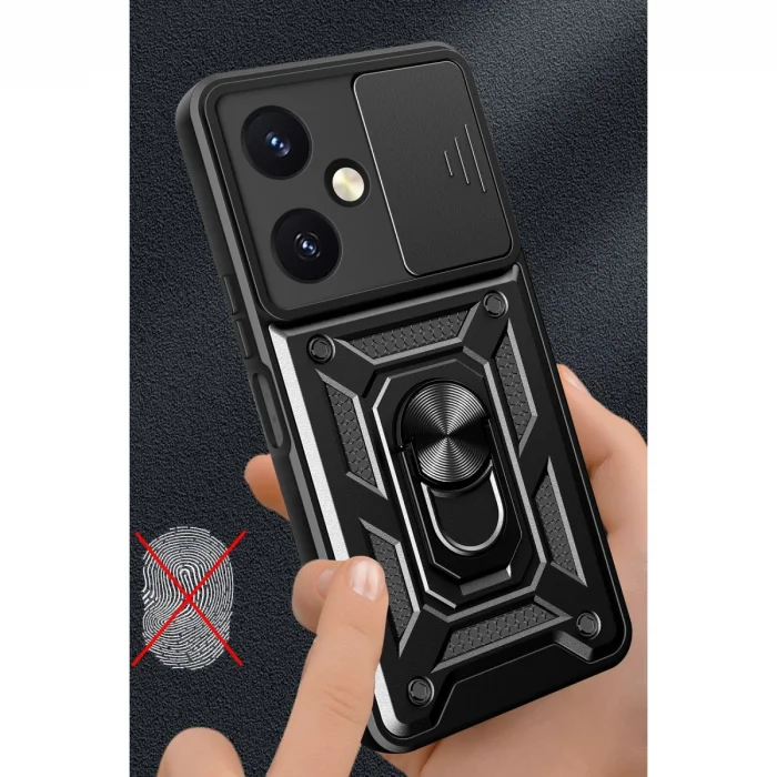 BUĞZ Vivo Y27 Kılıf Pars Lens Yüzüklü Silikon - Gold