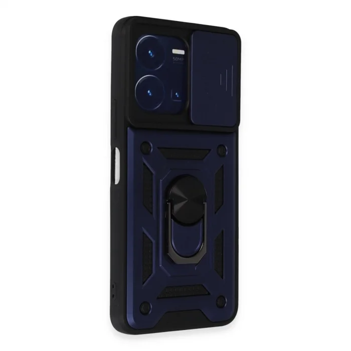 BUĞZ Vivo Y35 Kılıf Pars Lens Yüzüklü Silikon - Lacivert