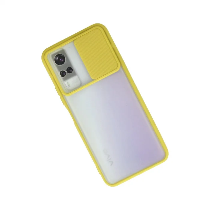 BUĞZ Vivo Y53s Kılıf Palm Buzlu Kamera Sürgülü Silikon - Sarı