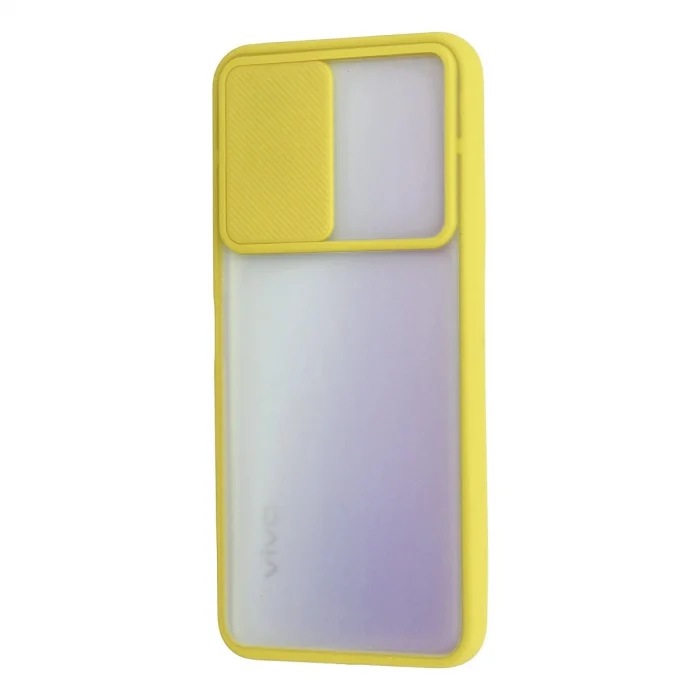 BUĞZ Vivo Y53s Kılıf Palm Buzlu Kamera Sürgülü Silikon - Sarı