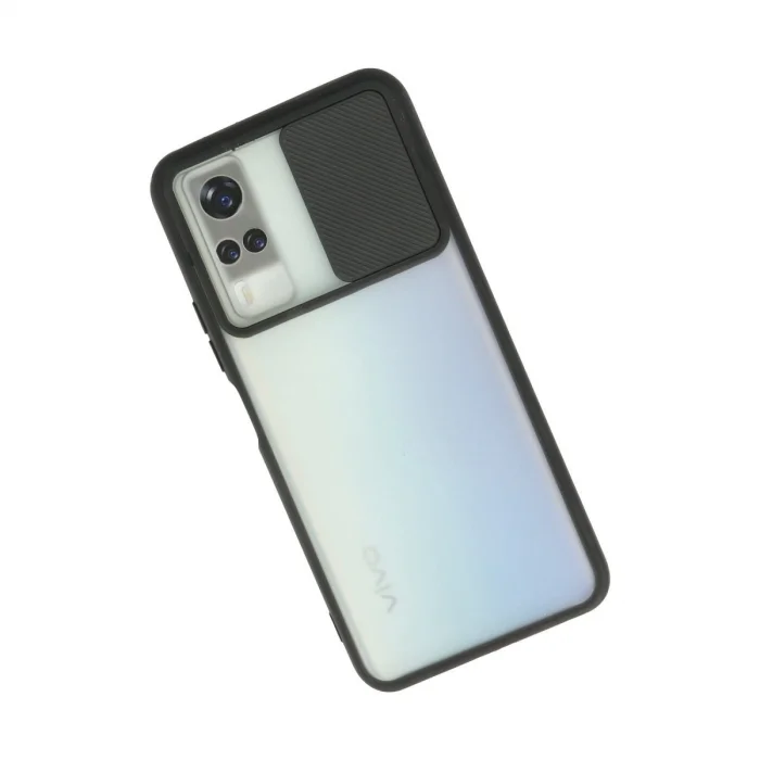 BUĞZ Vivo Y53s Kılıf Palm Buzlu Kamera Sürgülü Silikon - Siyah