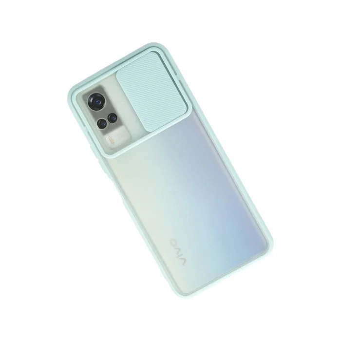 BUĞZ Vivo Y53s Kılıf Palm Buzlu Kamera Sürgülü Silikon - Turkuaz