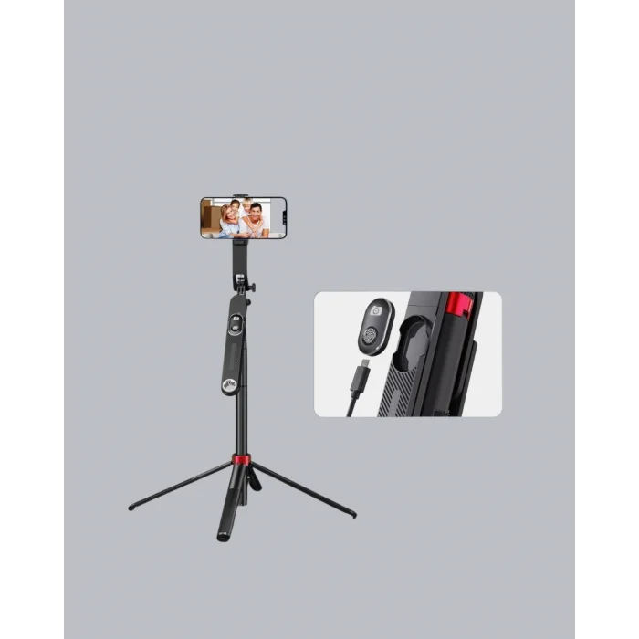 BUĞZ Vlog ve Canlı Yayın İçin Çift Yaka Mikrofonu ve Tripodlu Selfie Çubuğu Seti