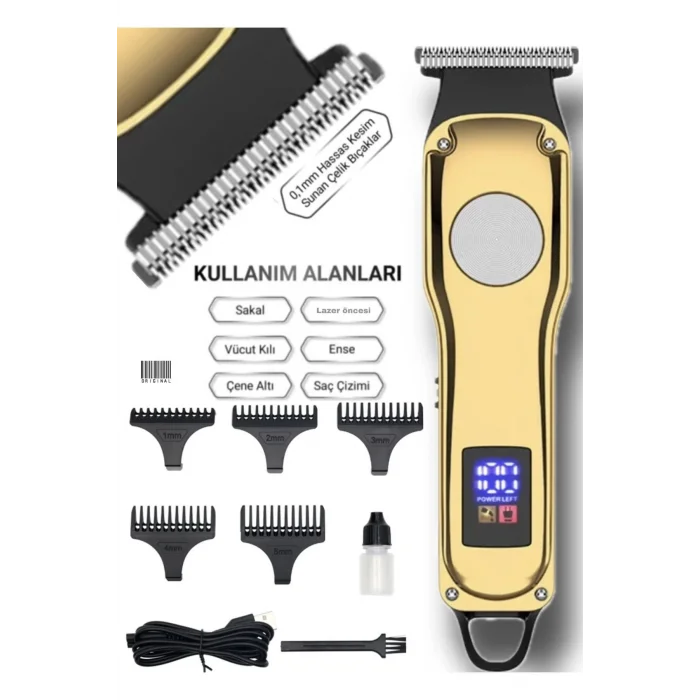 BUĞZ Volemi 00086 Profesyonel Sakal Ense Çizim Epilasyon Öncesi Dijital Göstergeli Tıraş Makinesi