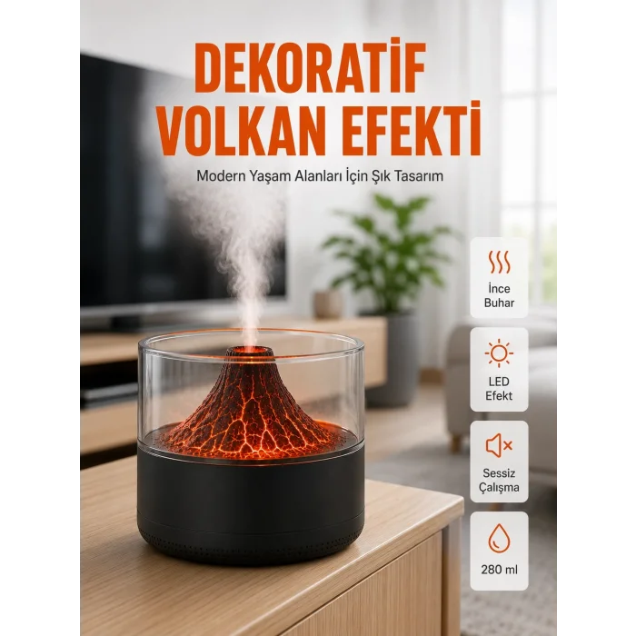 BUĞZ Volkanik Tasarımlı LED Işıklı Ultrasonik Nemlendirici