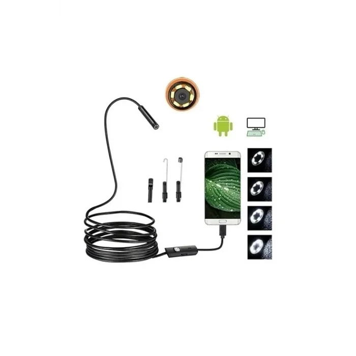 BUĞZ Vtn-02 Endoskop Yılan Video Kamera Led’li 2 Metre 7 Mm Sert Kablo Su Geçirmez