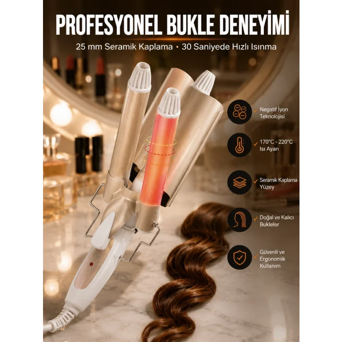 BUĞZ Wag Maşa Negatif İyon Teknolojili Isı Ayarlı Saç Maşası