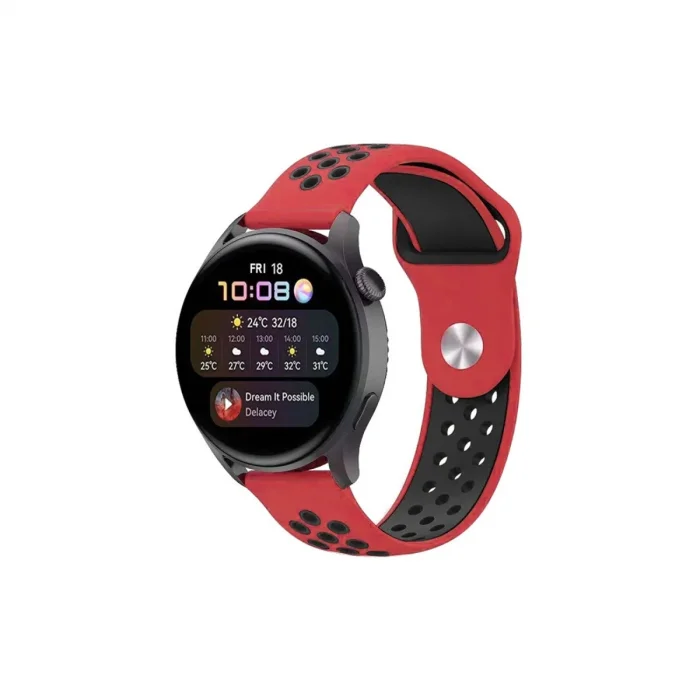 BUĞZ Watch 20mm Spor Delikli Kordon - Kırmızı-siyah